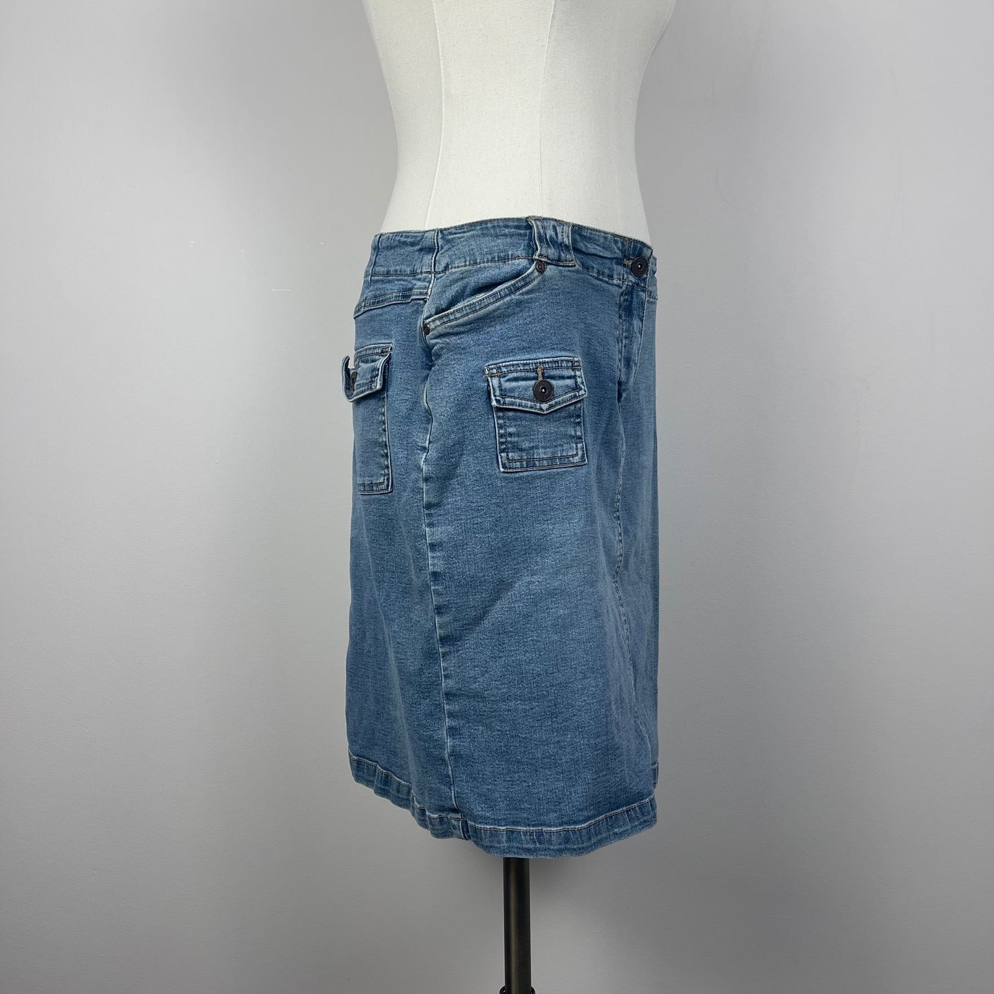 Vintage Light Wash Denim Midi Skirt