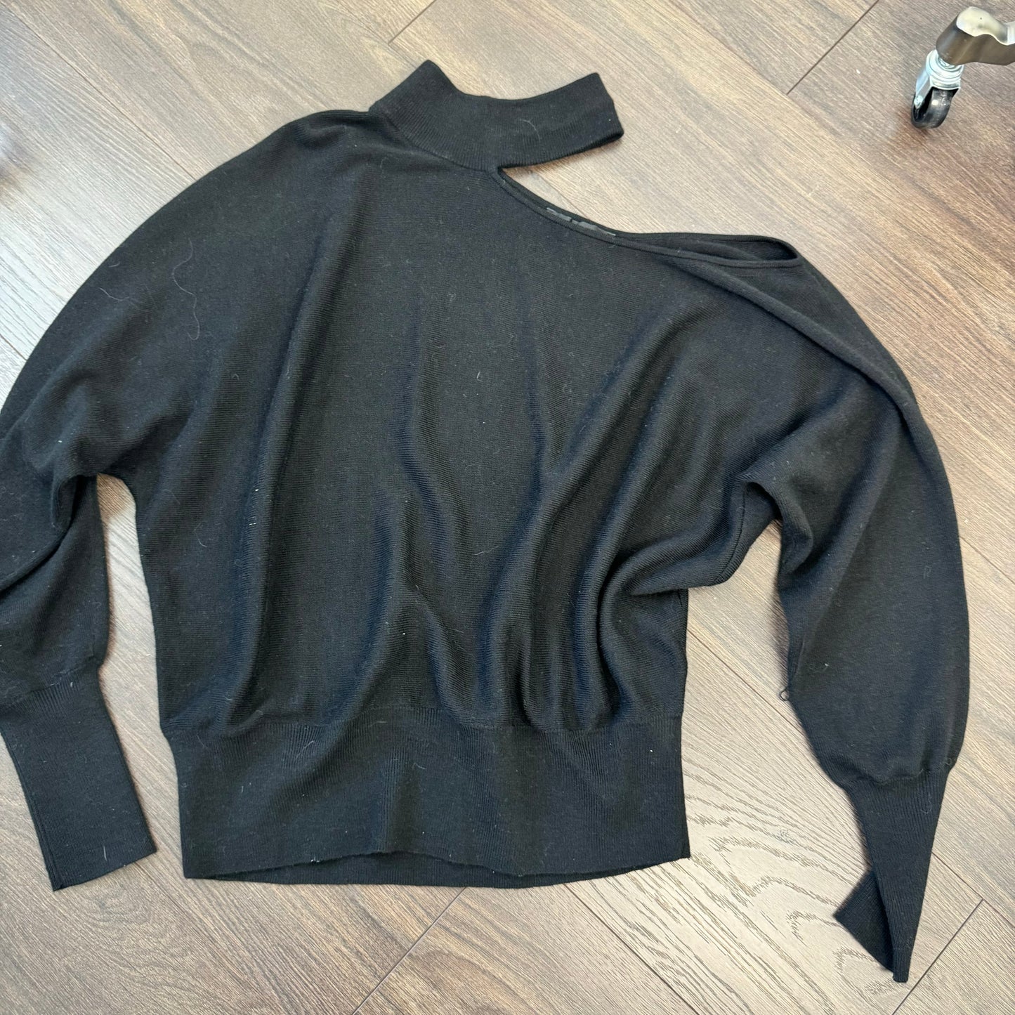 Black Dolman One Shoulder Turtleneck Sweater