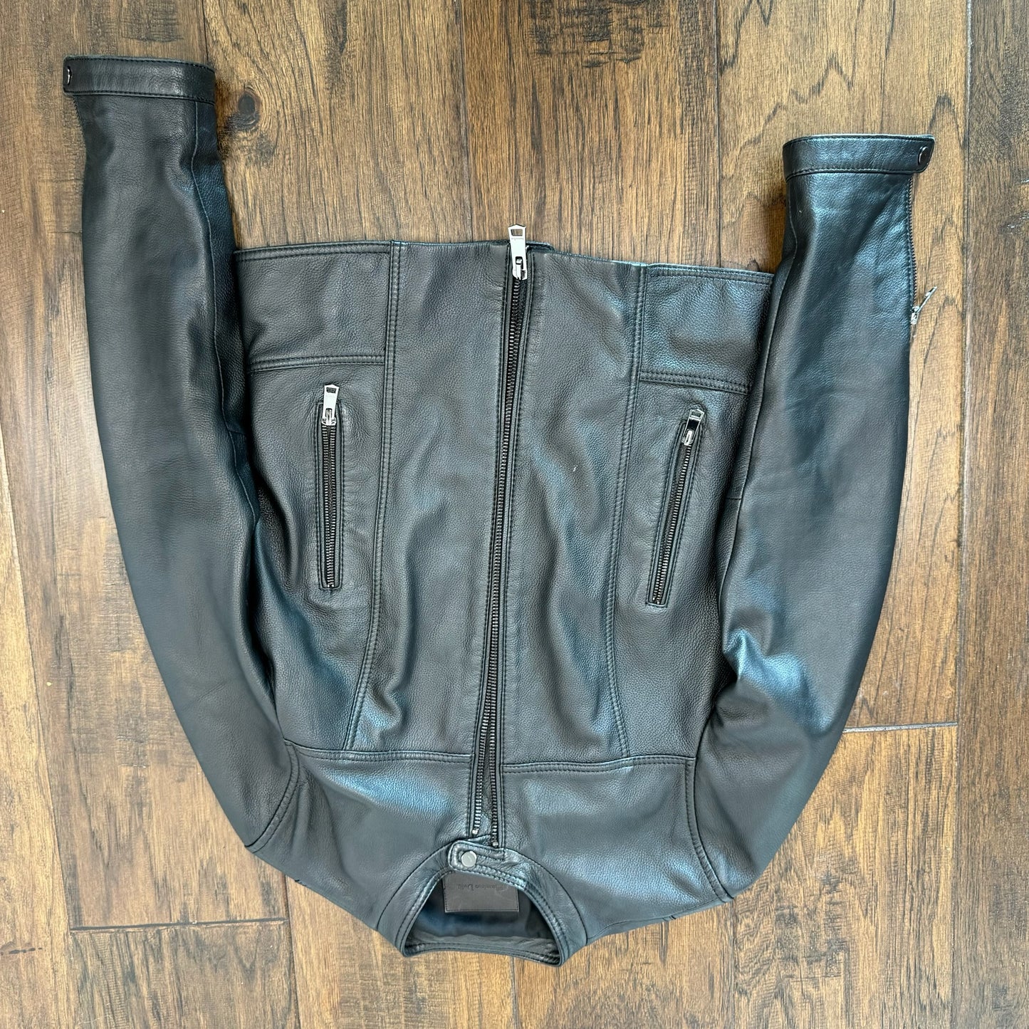 Black Faux Leather Fitted Moto Jacket