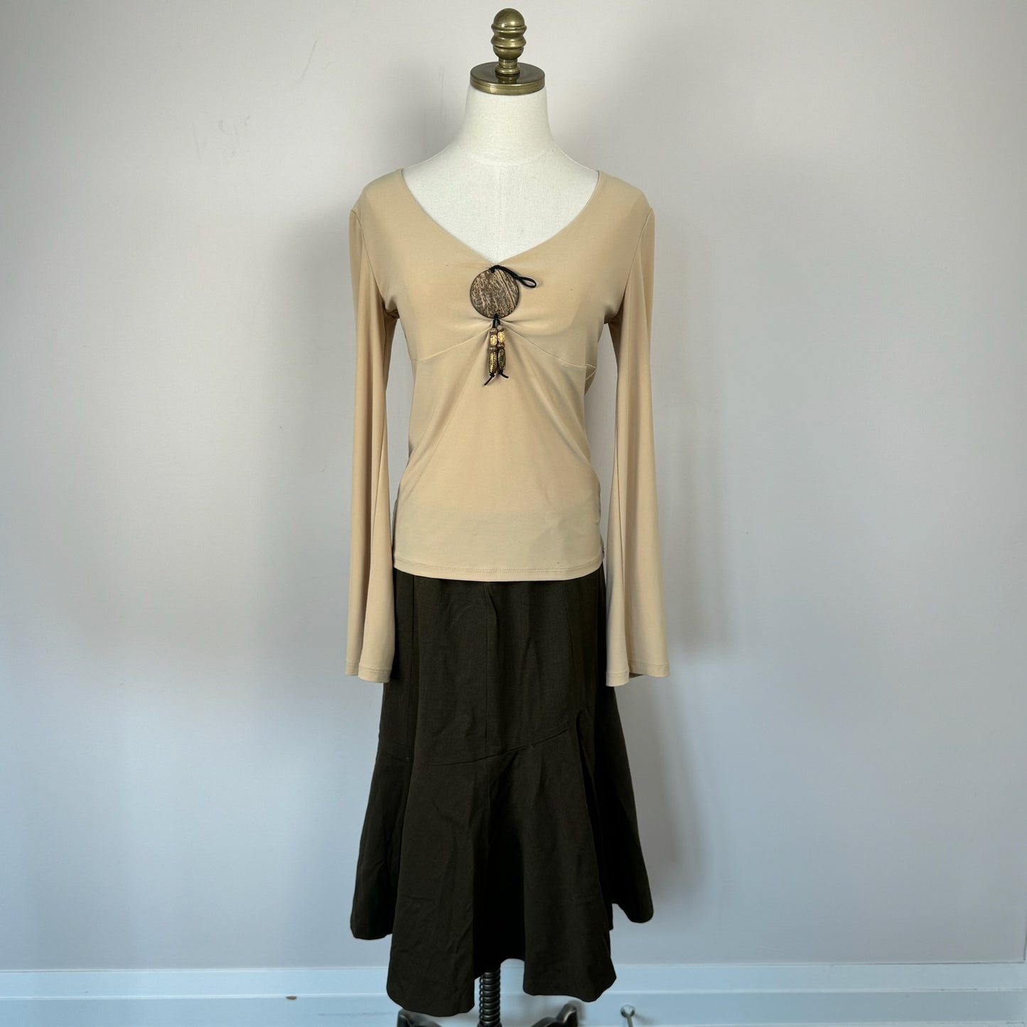 Vintage Boho Wood Beaded Top