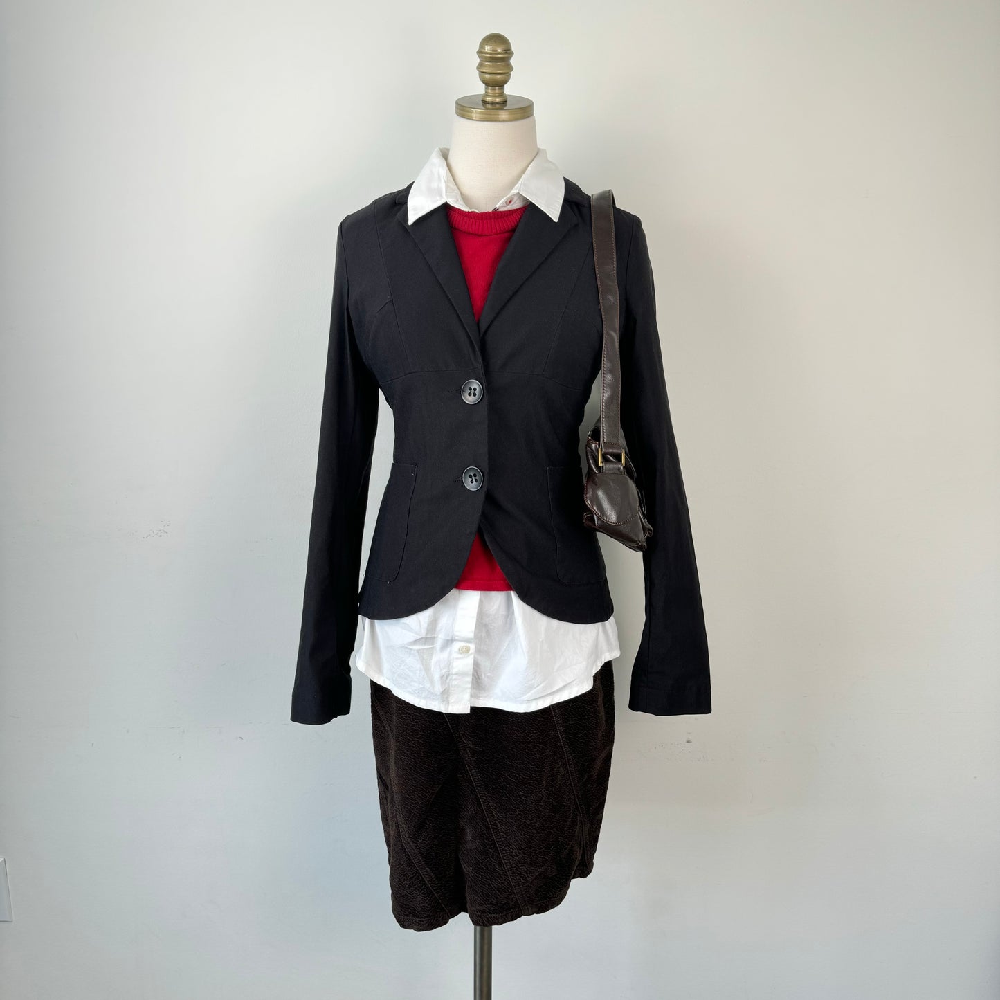 Vintage Black Fitted Button Up Blazer