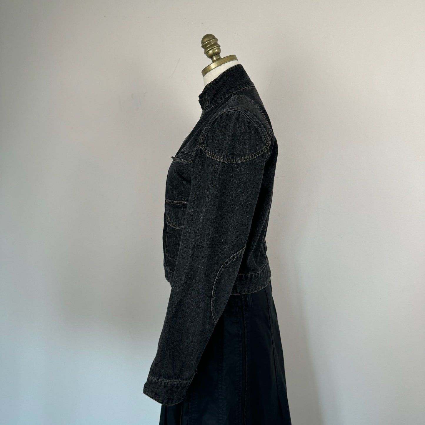 Vintage Dark Wash Denim Moto Jacket