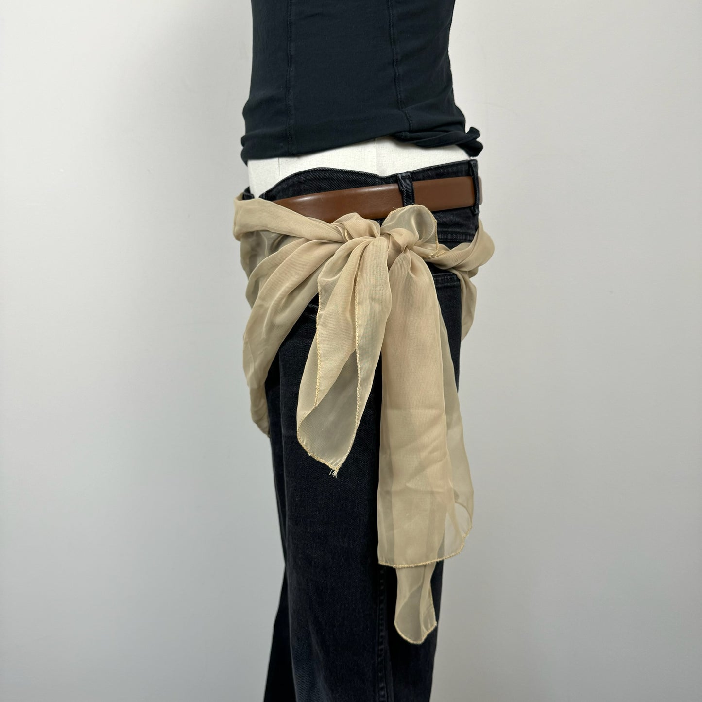 Chiffon Sheer Beige Scarf