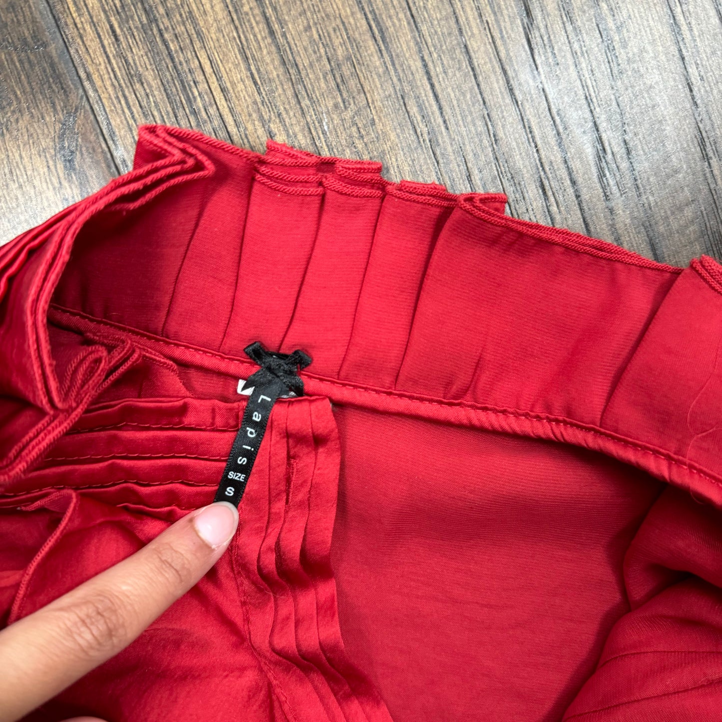 Vintage Ruffled Red Satin Top