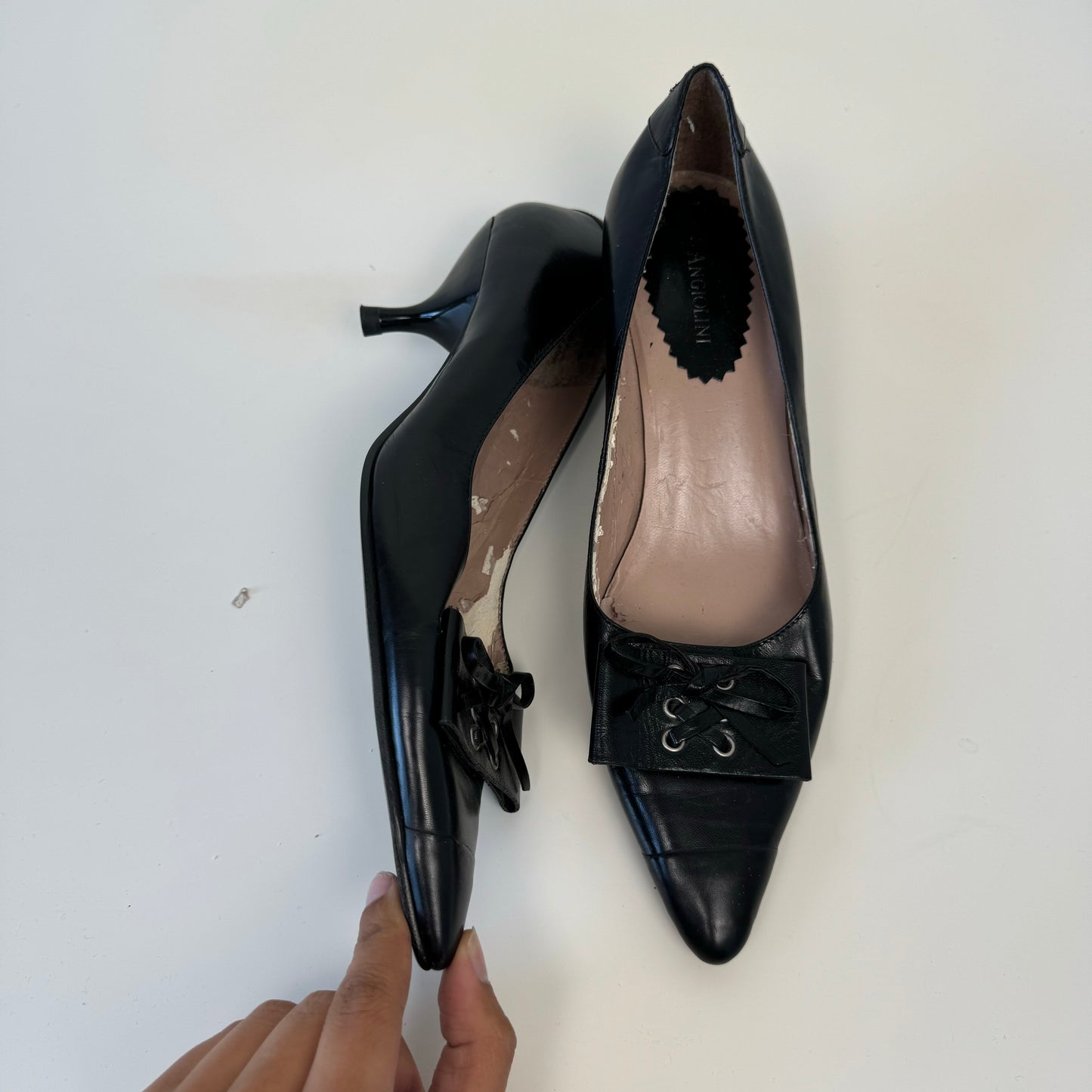 Vintage Black Pointed Toe Kitten Heels