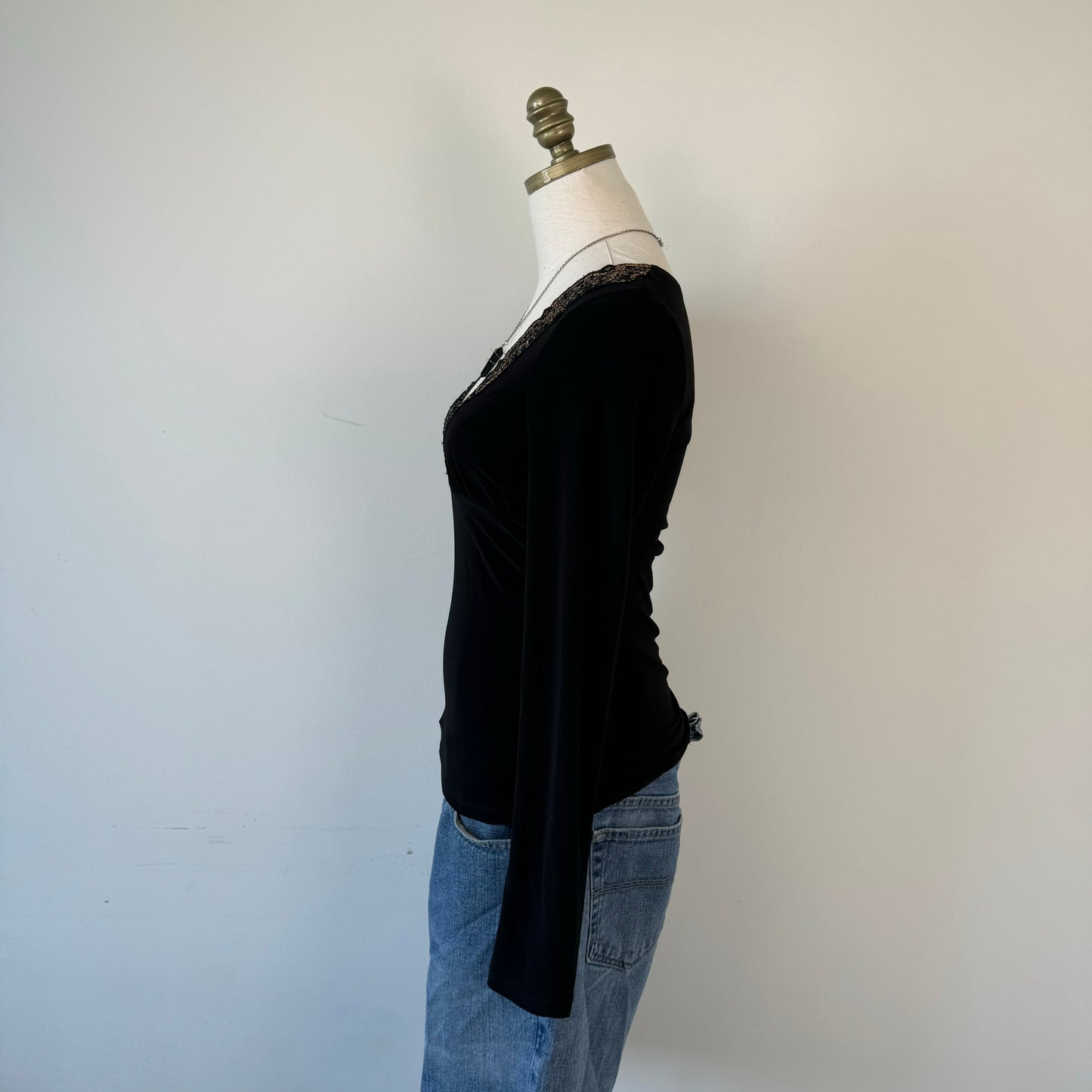 Vintage Black Babydoll Sequin Top