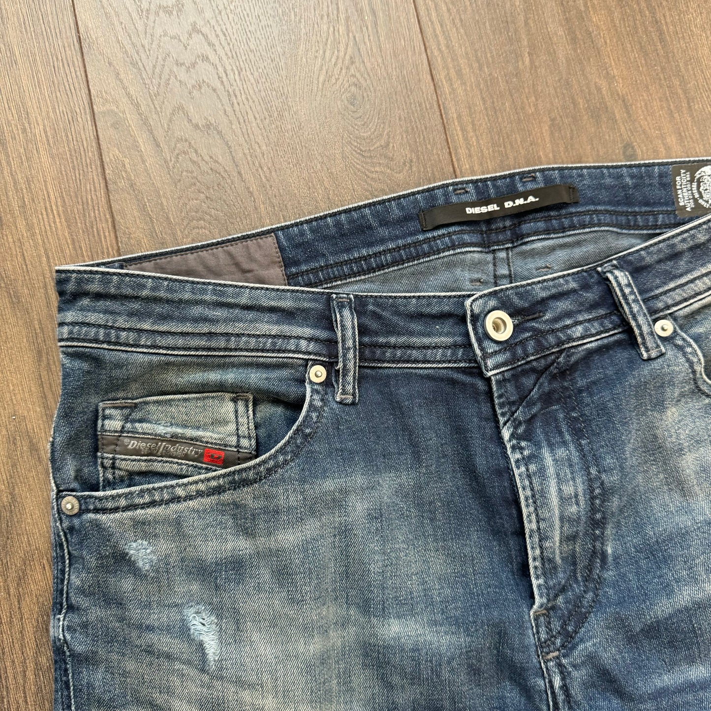 Diesel Faded Dark Wash Low Rise Jeans