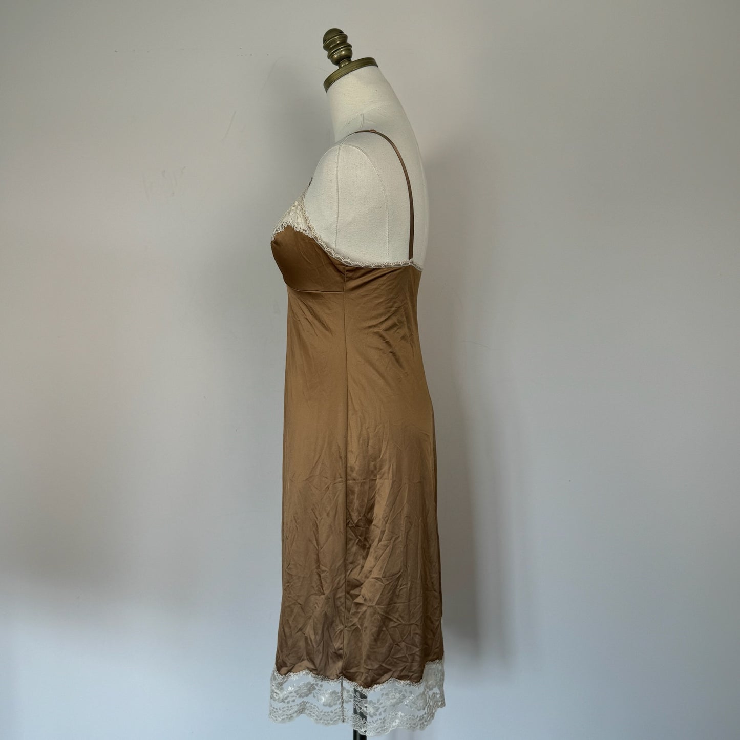 Vintage Lace Trim Rose Slip Dress
