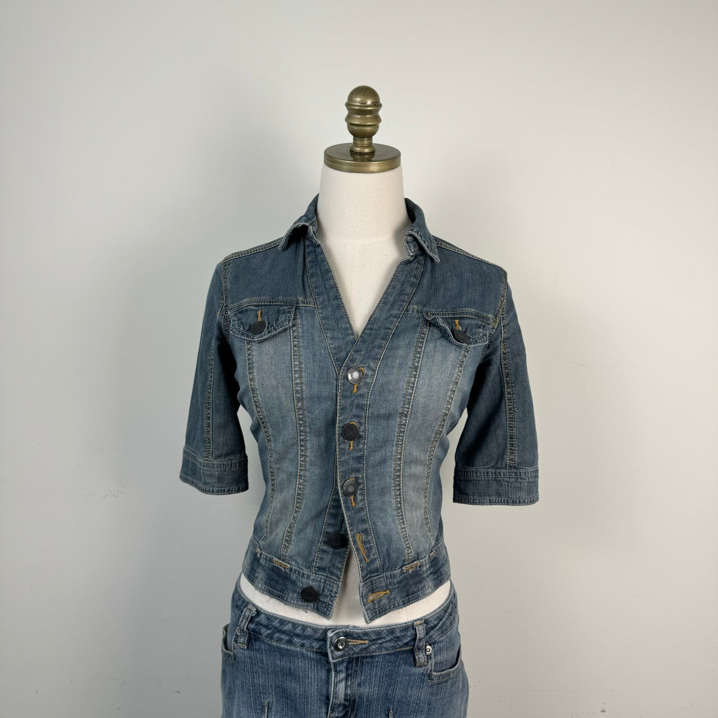 Fitted Denim Button Up Top