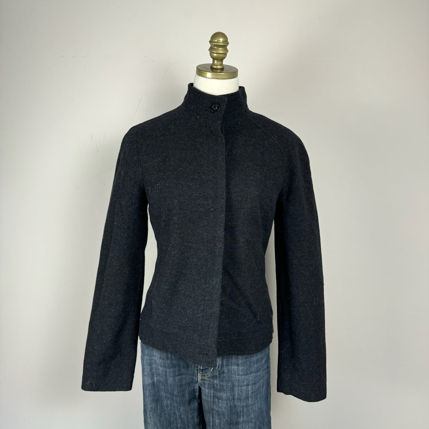Grey Wool Button Up Jacket