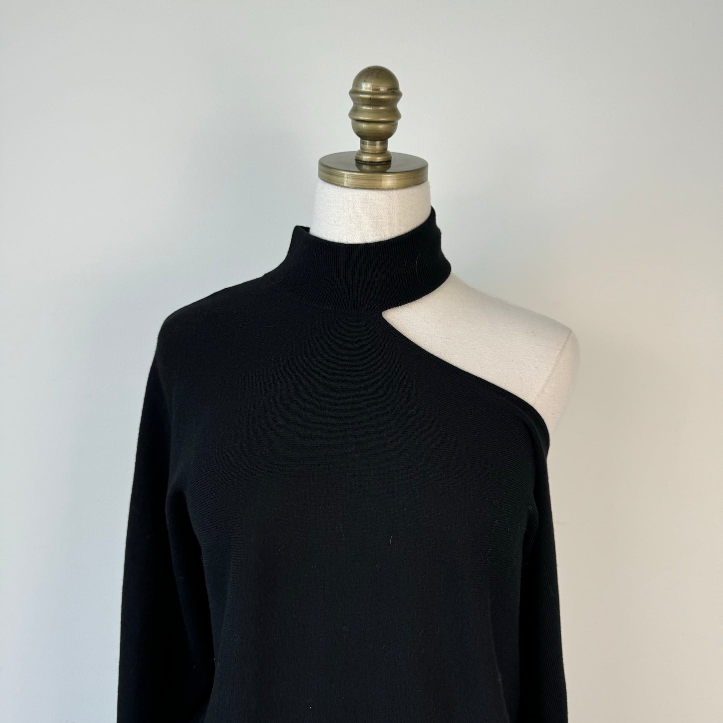 Black Dolman One Shoulder Turtleneck Sweater