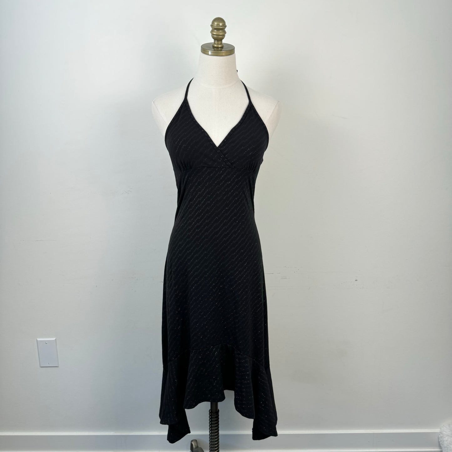 Black Halter Babydoll Midi Dress