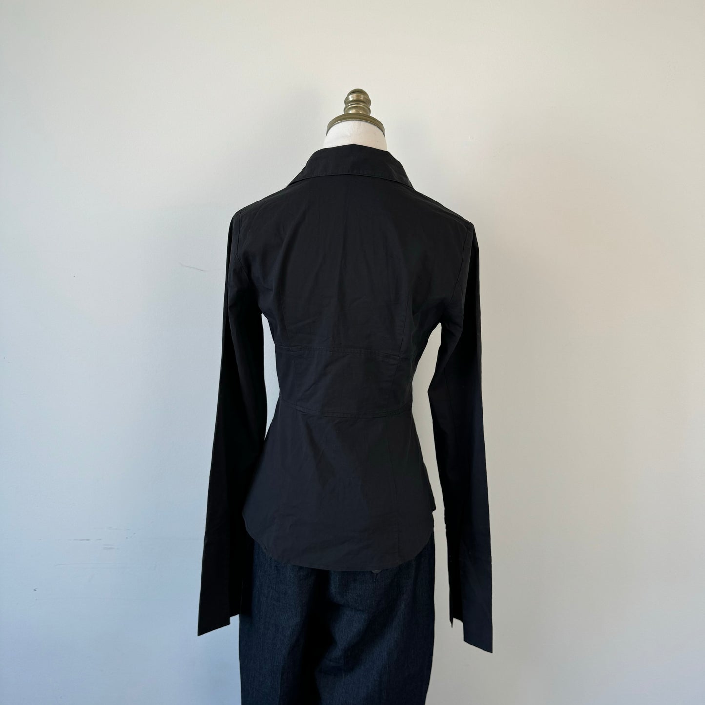 Black Fitted Corset Collared Top