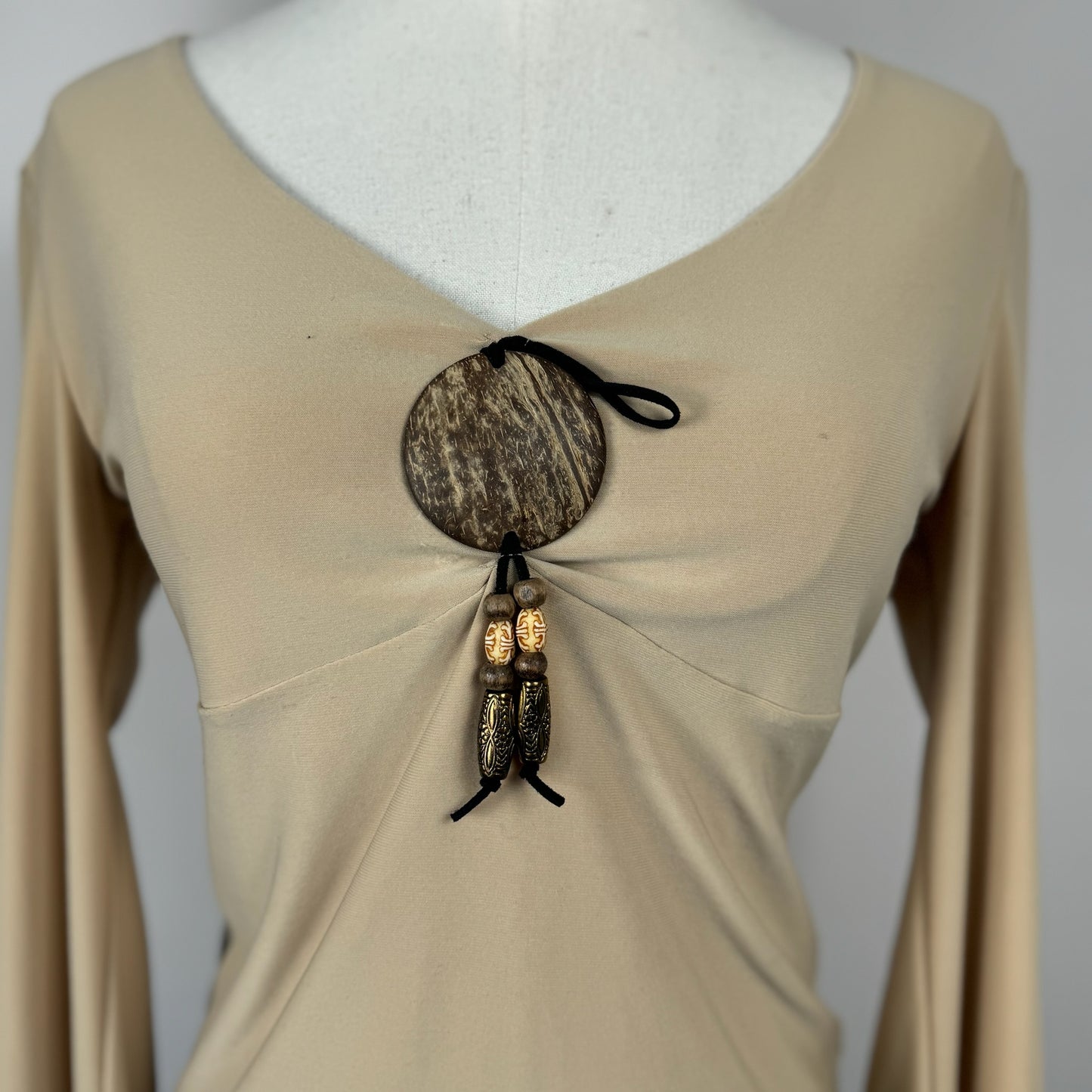 Vintage Boho Wood Beaded Top