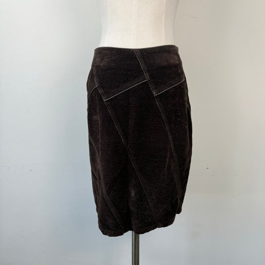 Vintage Brown Suede Midi Skirt