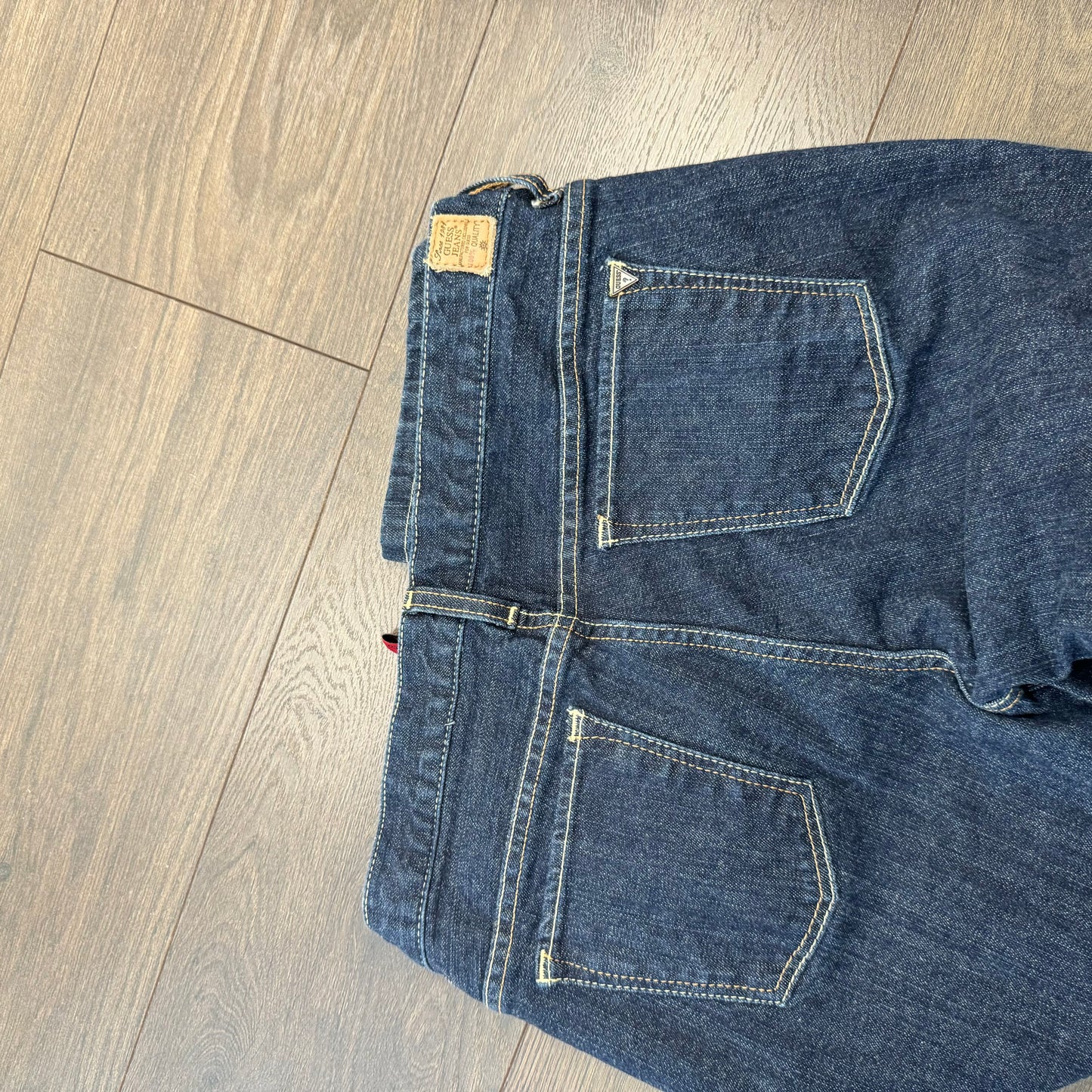 Guess Low Rise Dark Wash Straight Cut Jeans