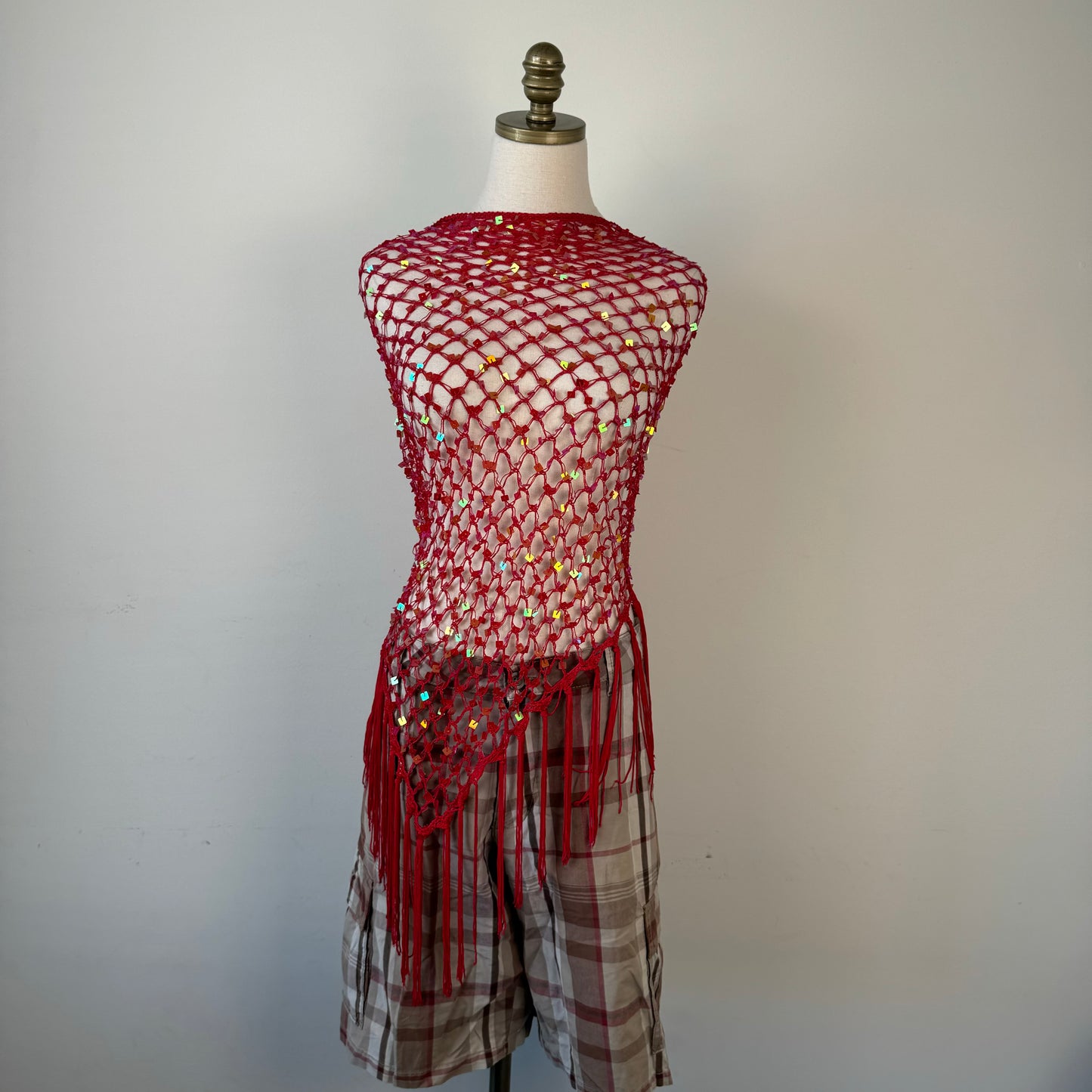 Red Knit Skinny Scarf