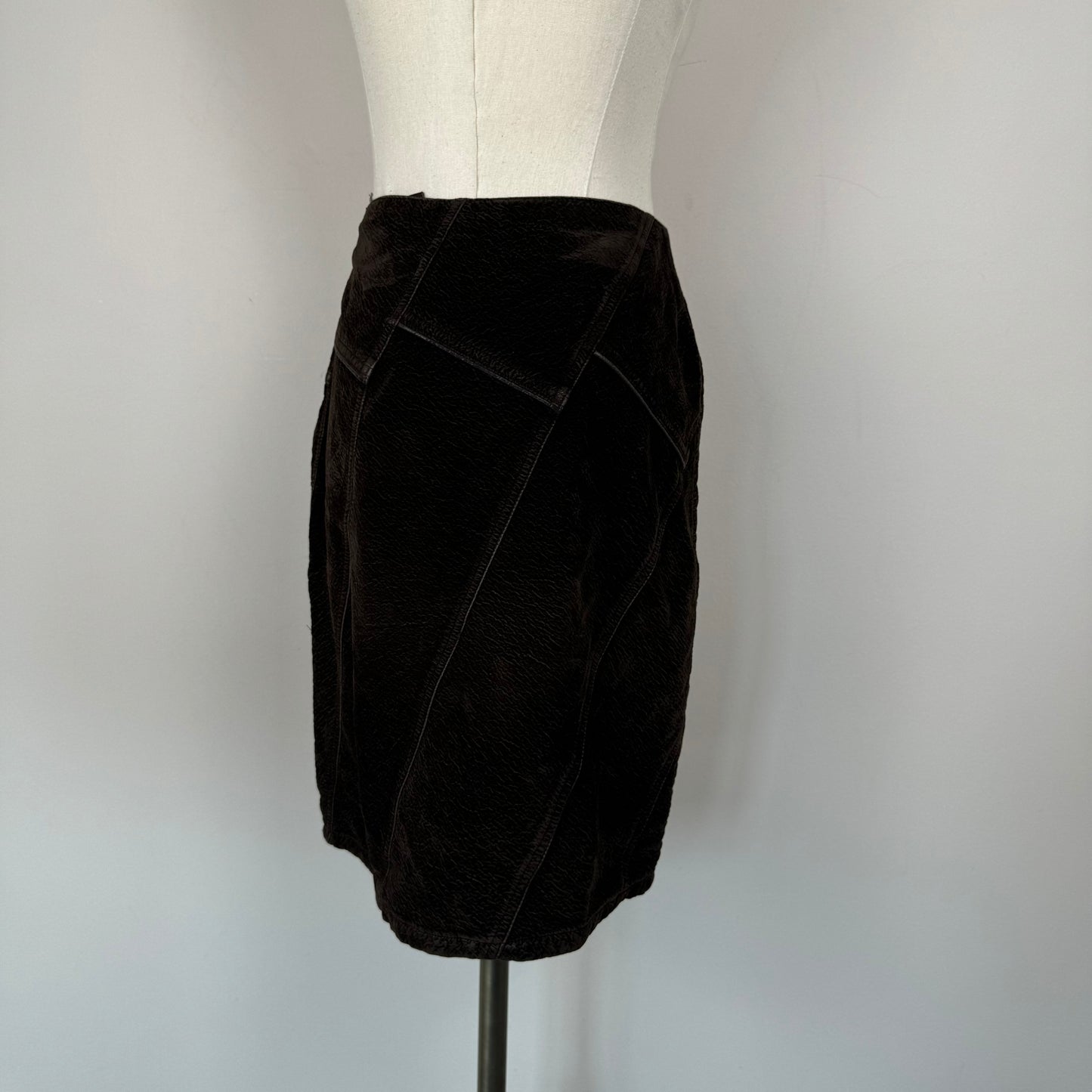 Vintage Brown Suede Midi Skirt