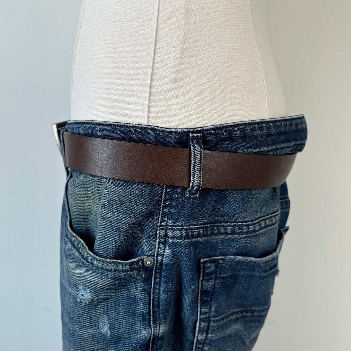 Tommy Brown Leather Silver Buckle Belt