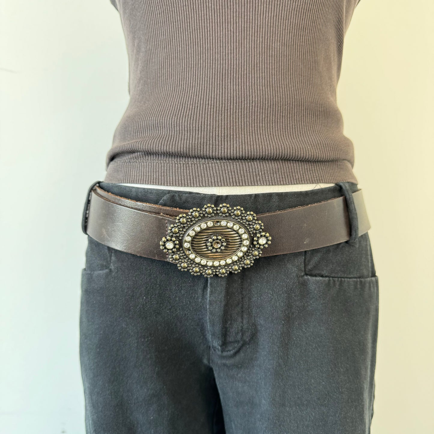 Vintage Boho Antique Buckle Leather Belt