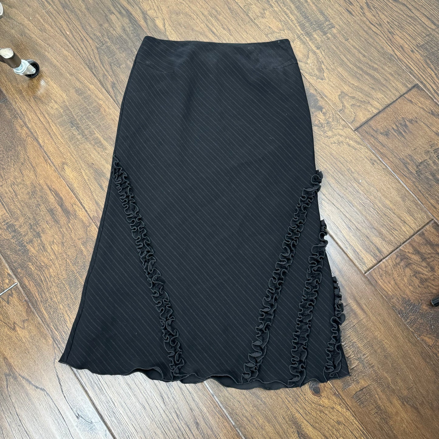 Black Pinstripe Midi Skirt