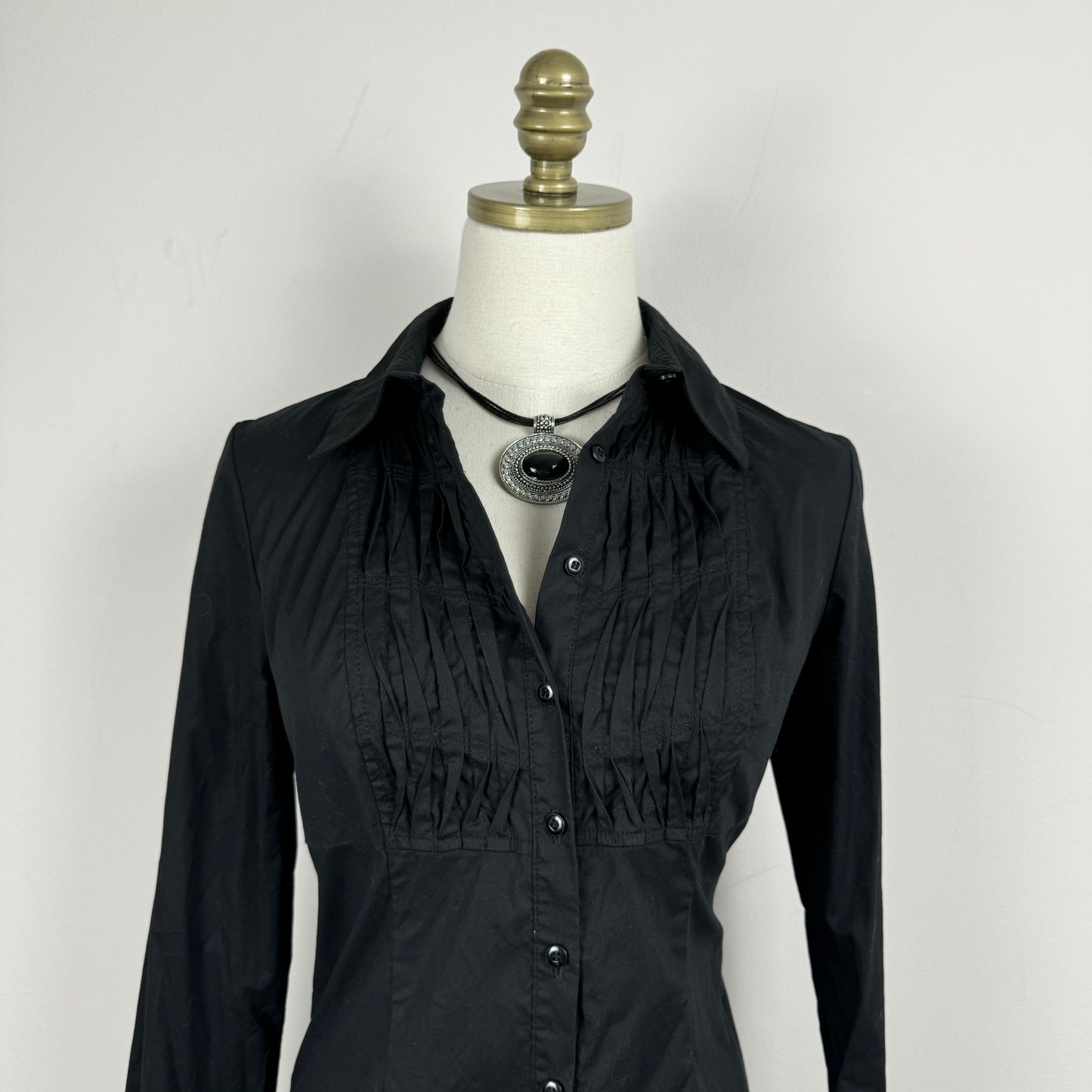 Y2K Black Fitted Button Up Shirt