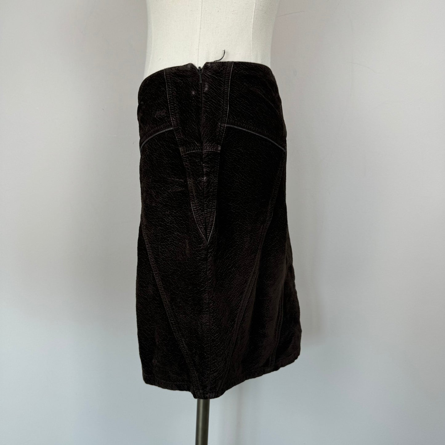 Vintage Brown Suede Midi Skirt