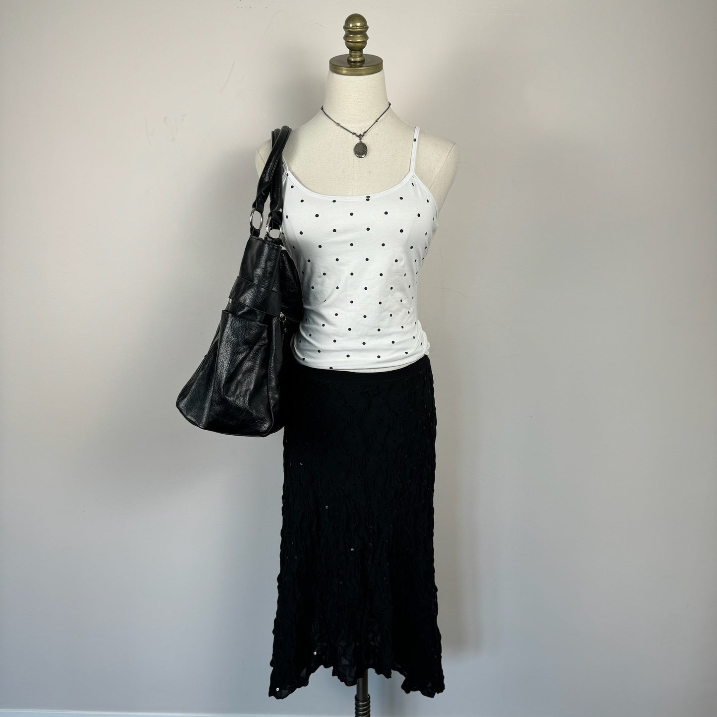 Oversized Black Leather Shoulder Bag