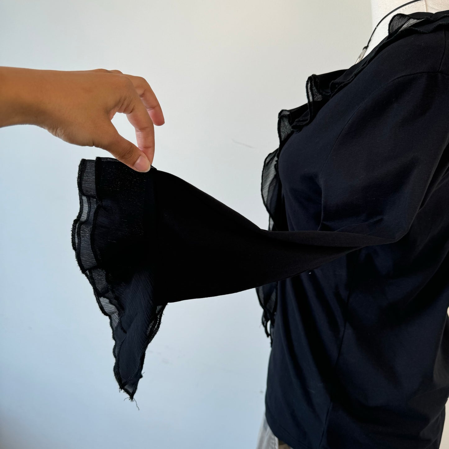 Vintage Black Ruffled Top