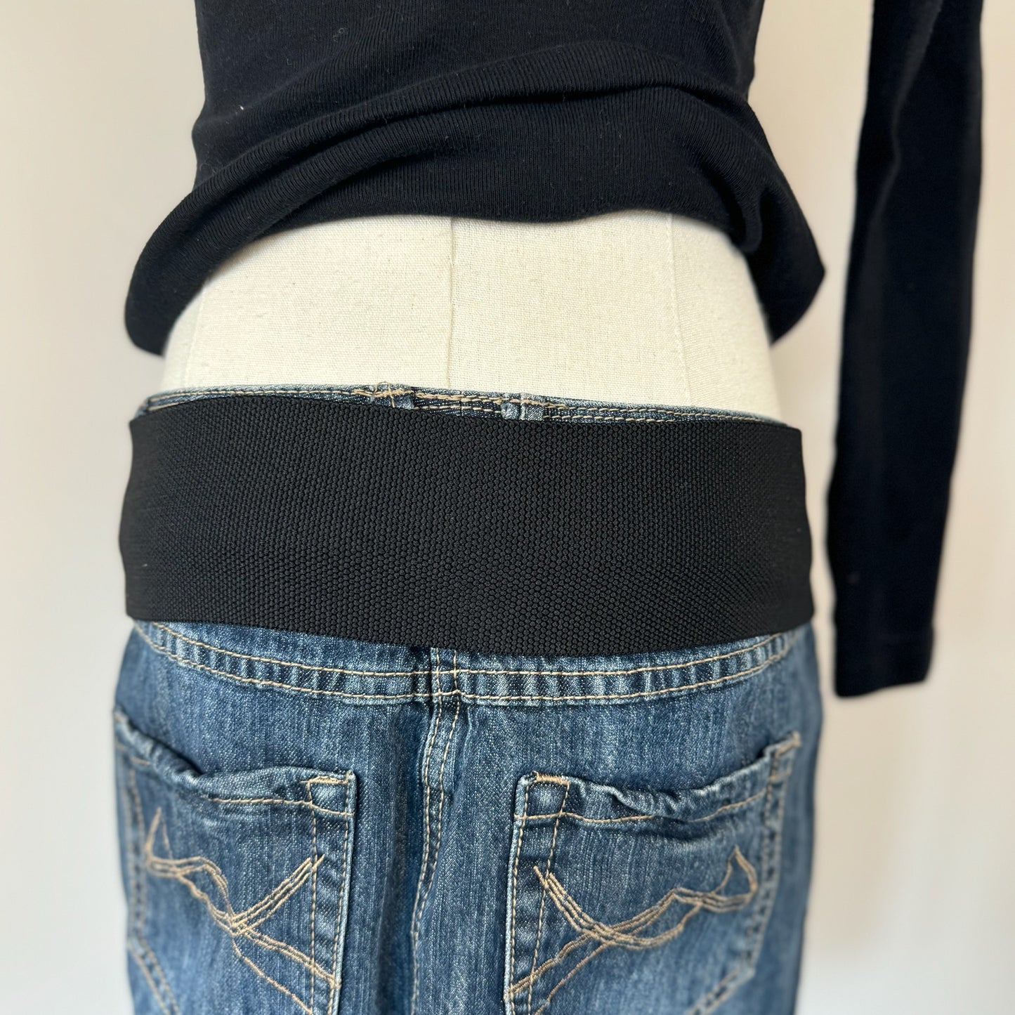 Black Studded Black Elasticized Belt