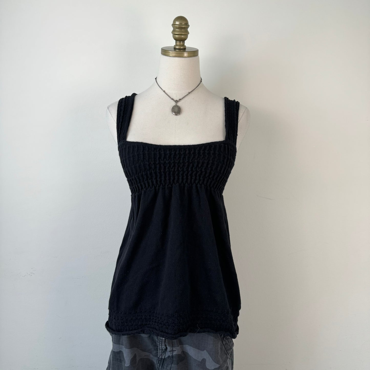 Black Knit Babydoll Top