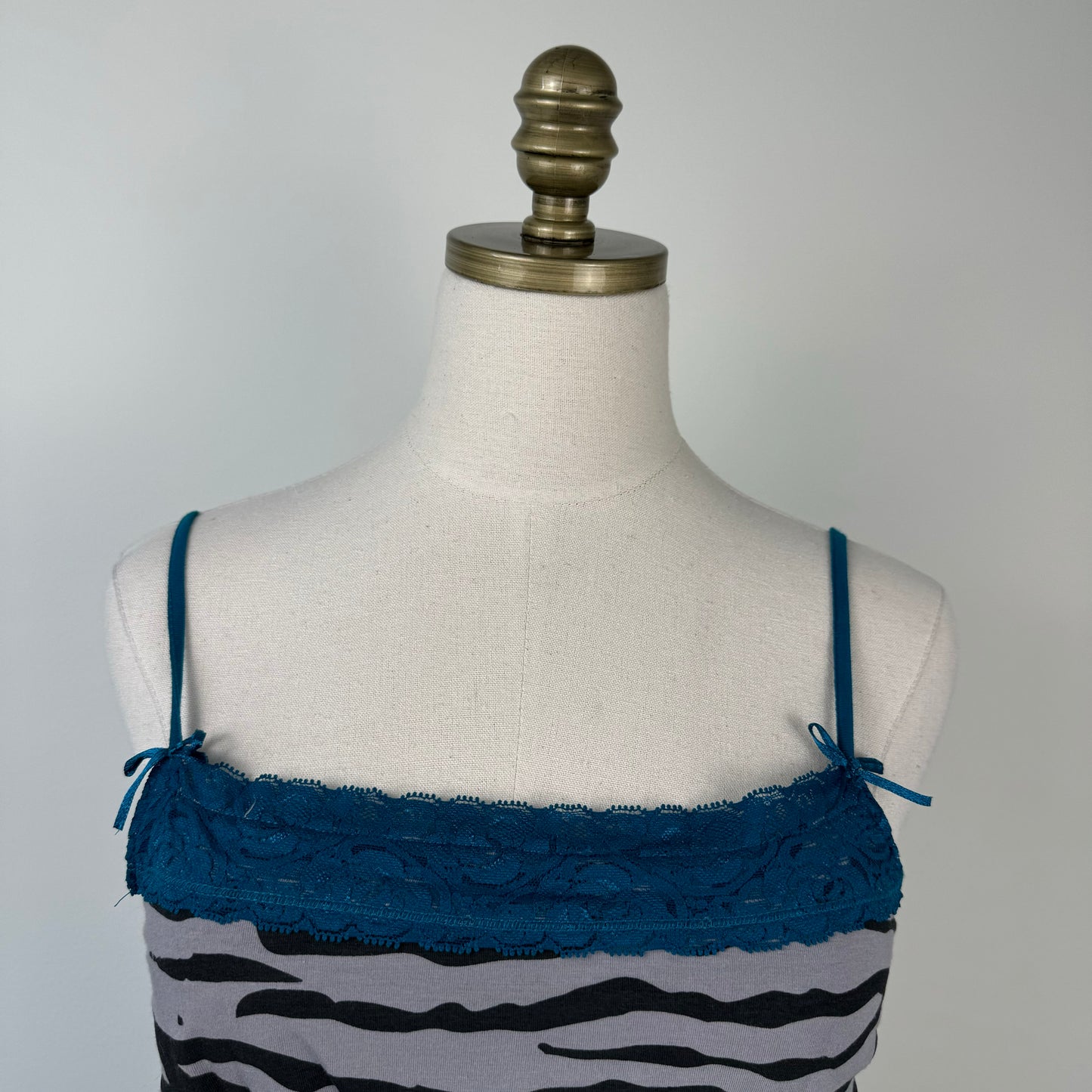Zebra Print Lace Trim Cami Top