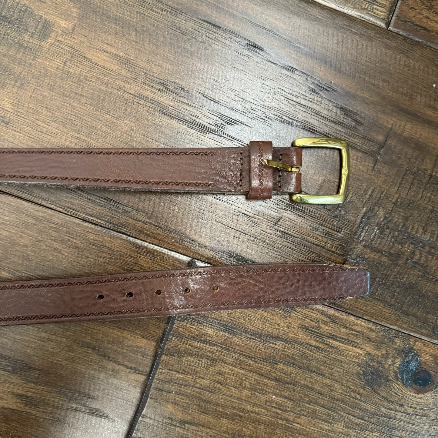 Western Gold Buckle Genuine Leather Belt