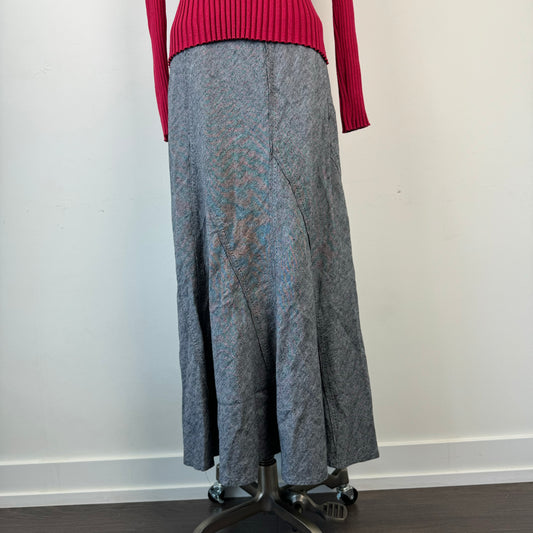 Grey Flared Maxi Skirt