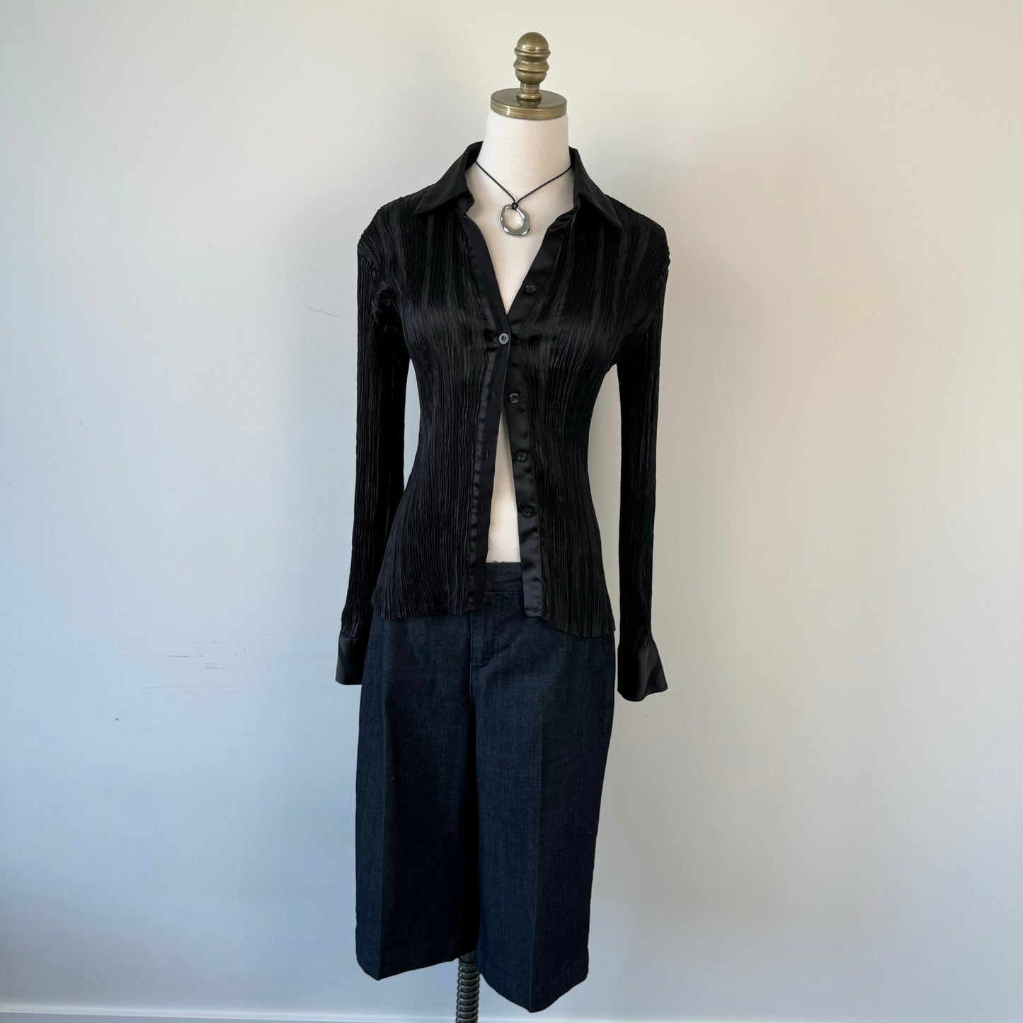 Vintage Pleated Button Up Shirt