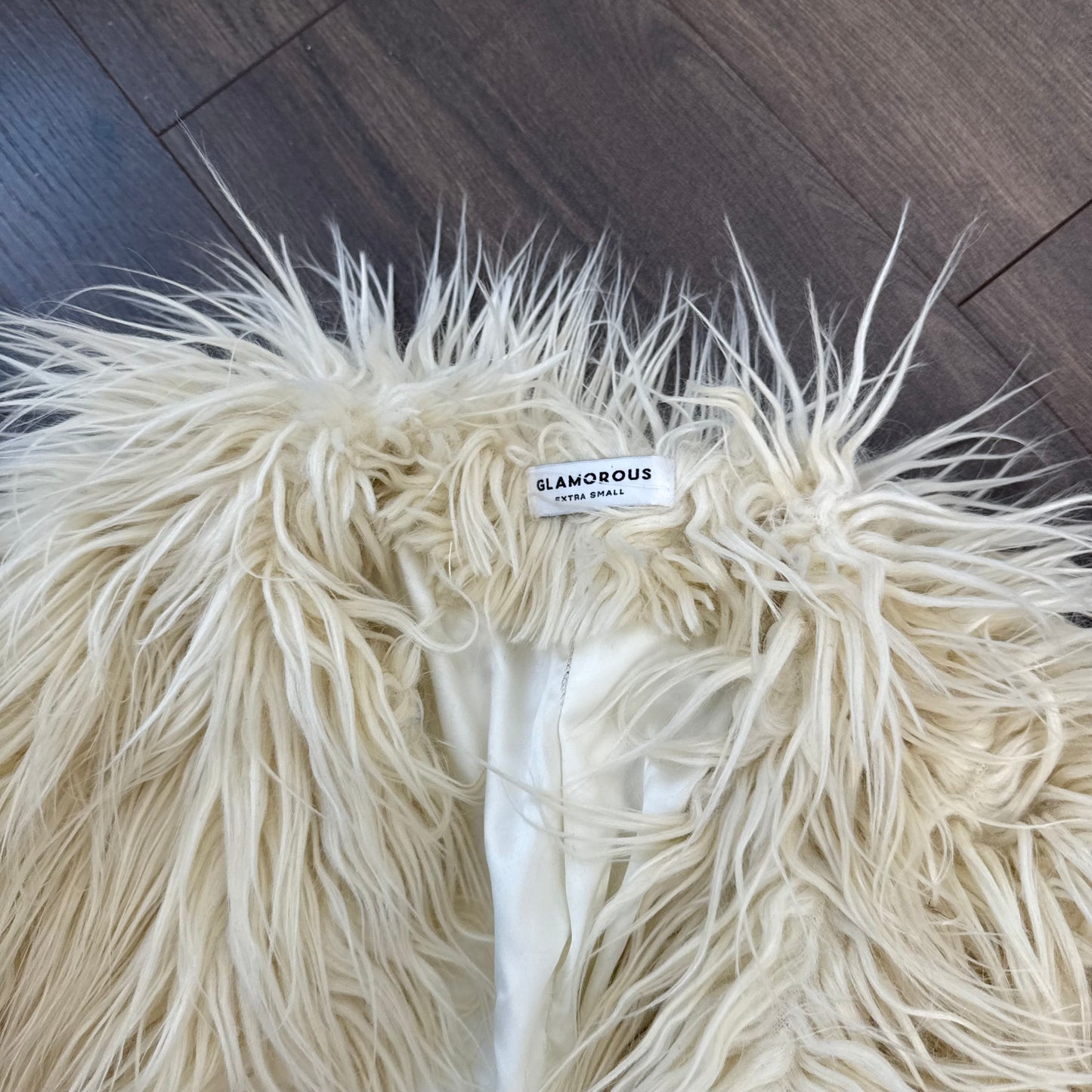 Cream Fuzzy Ostrich Faux Fur Jacket