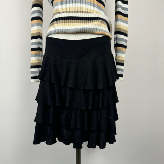 Black Layered Ballerina Midi Skirt