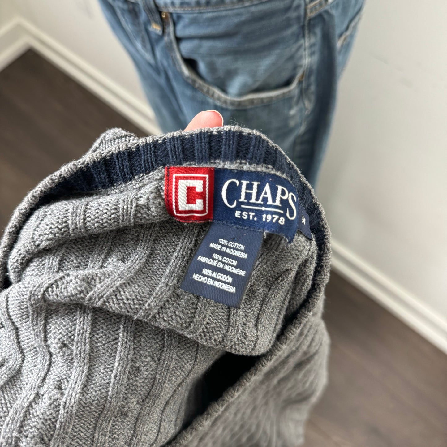 Grey Oversized Cable Knit Sweater