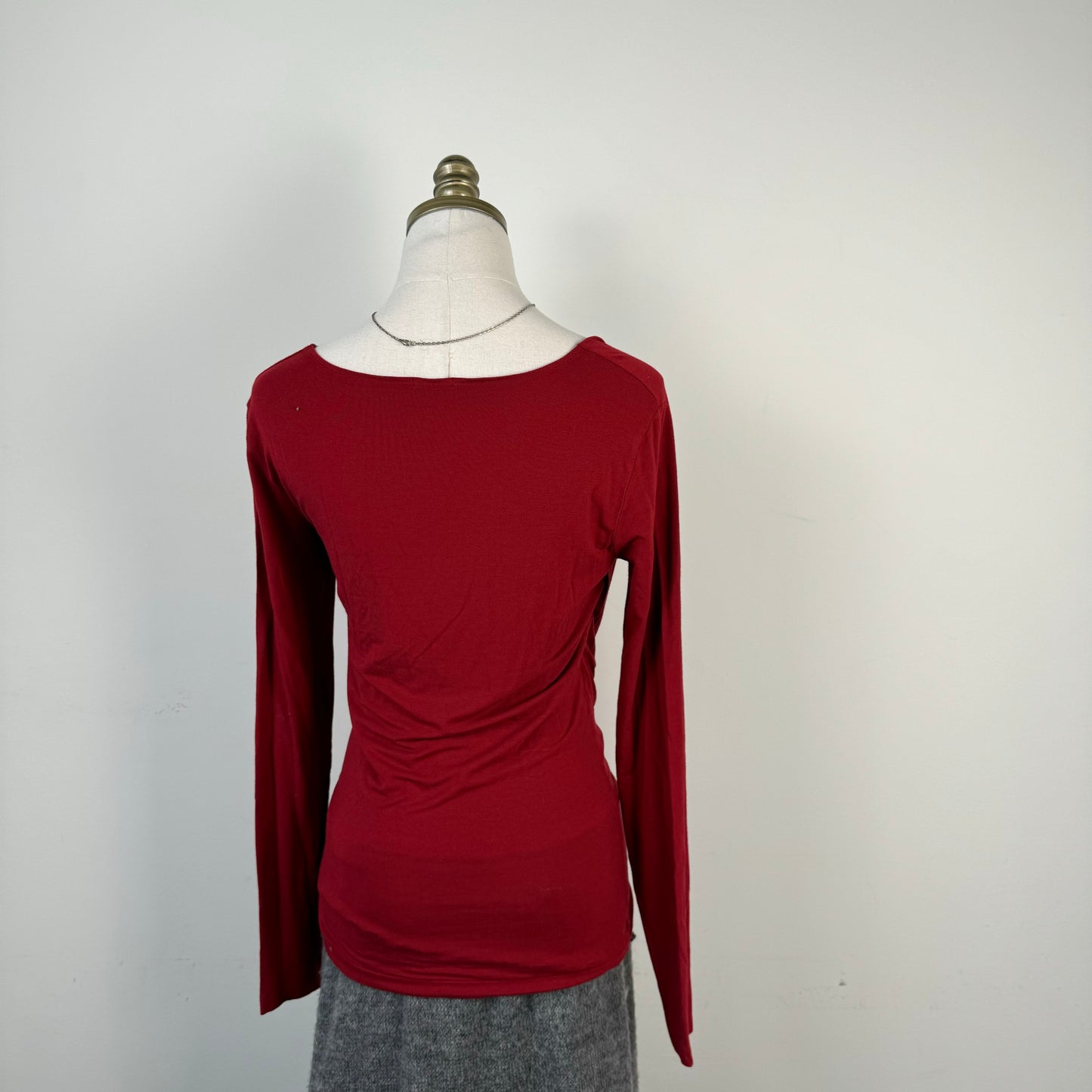 Red Slinky Off Shoulder / Cowl Neck Long Sleeve Top