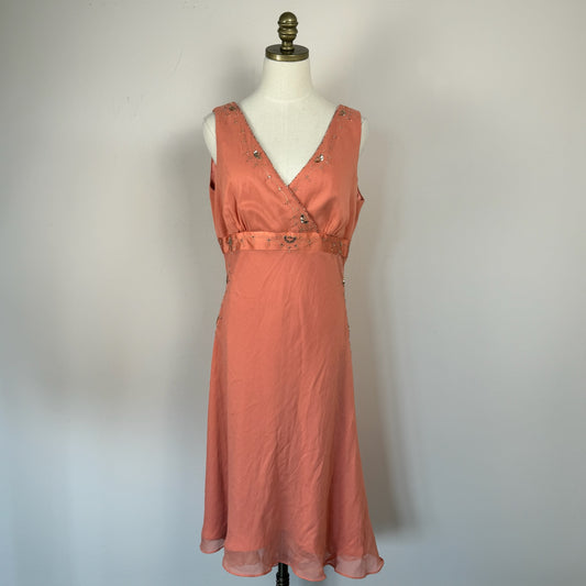 Vintage 100% Silk Coral Dress