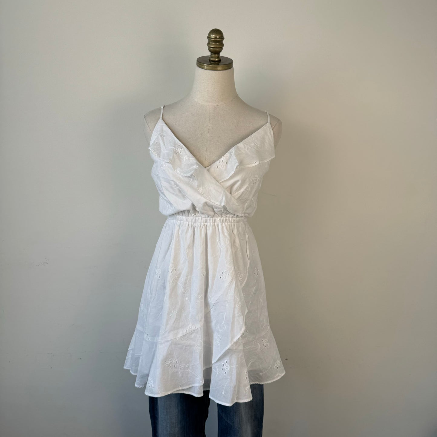 White Linen Babydoll Mini Dress