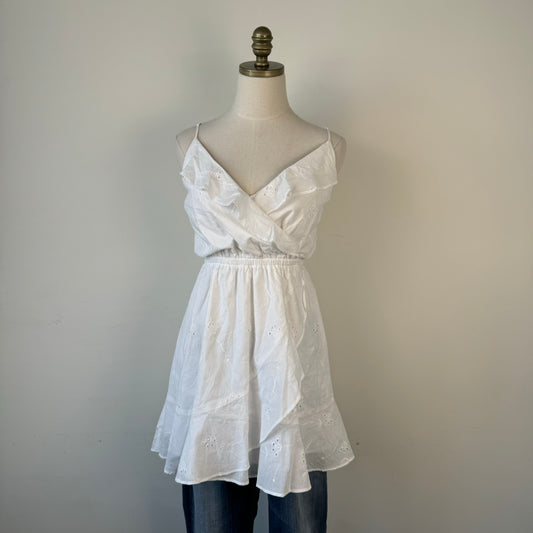 White Linen Babydoll Mini Dress