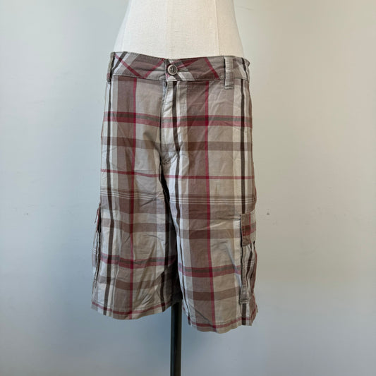 Beige/Red/Brown Plaid Bermuda Shorts