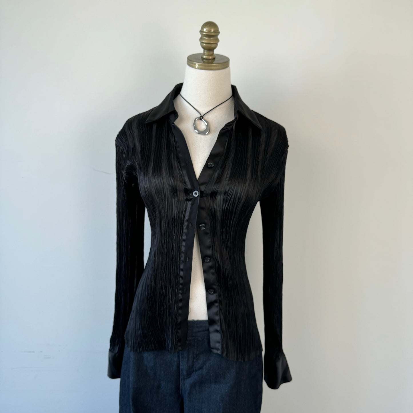 Vintage Pleated Button Up Shirt