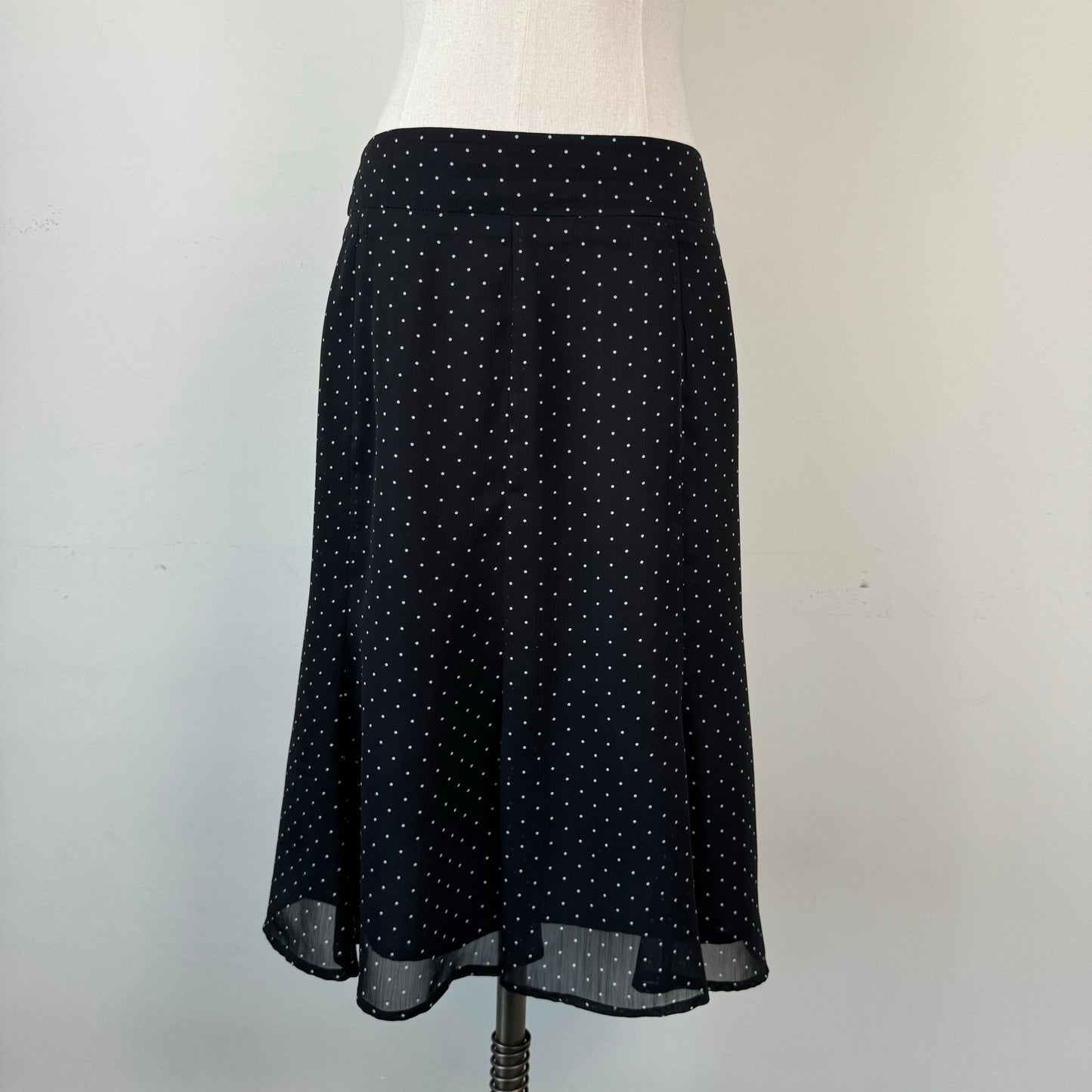 Polka Dot Mesh Overlay Midi Skirt