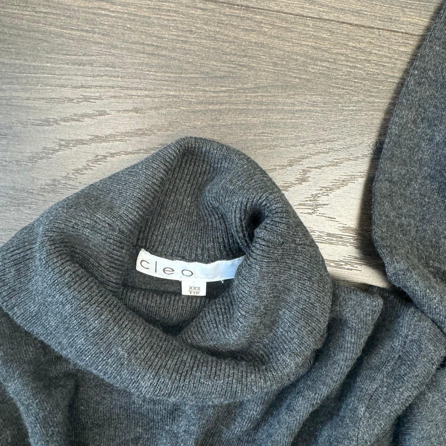 Dark Grey Turtleneck Knit Long Sleeve Top