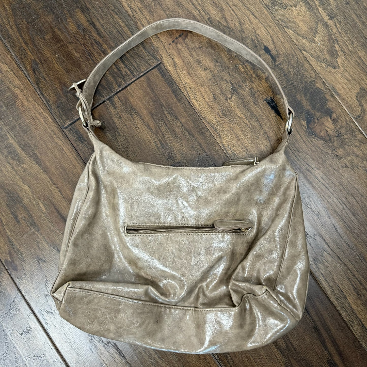 Mocha Brown Leather Buckled Shoulder Bag