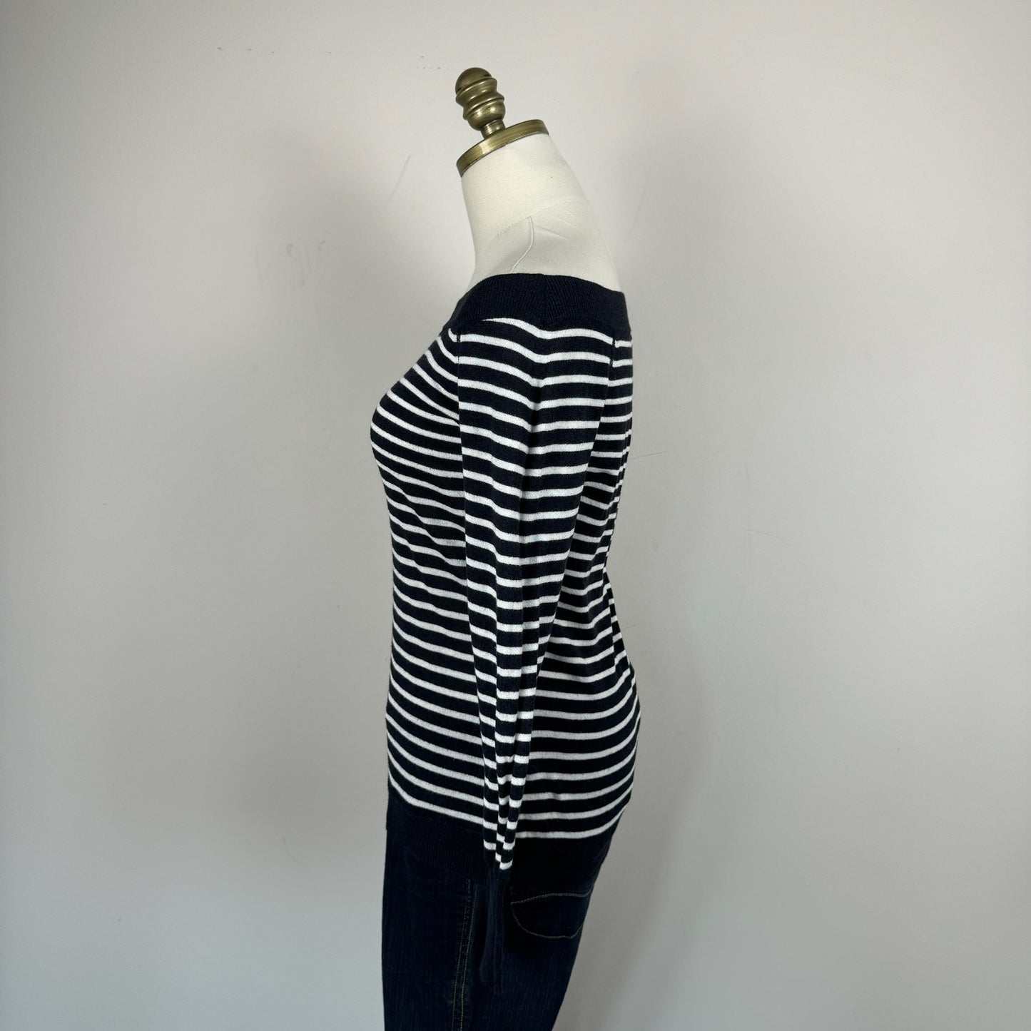Off The Shoulder Striped Knit Top