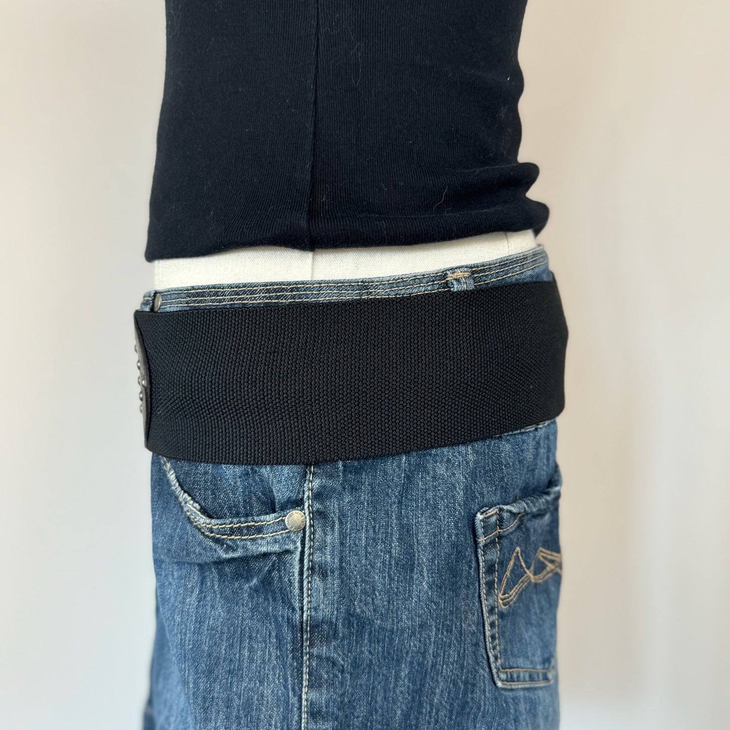 Black Studded Black Elasticized Belt