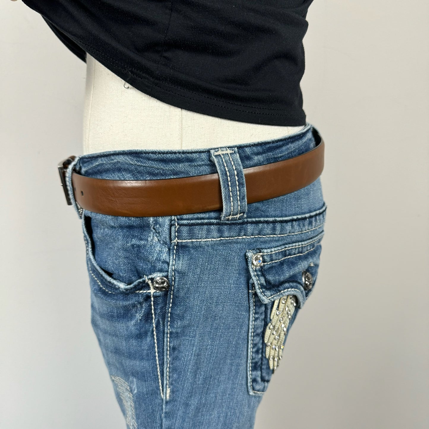 Tommy Brown Silver Buckle Leather Belt